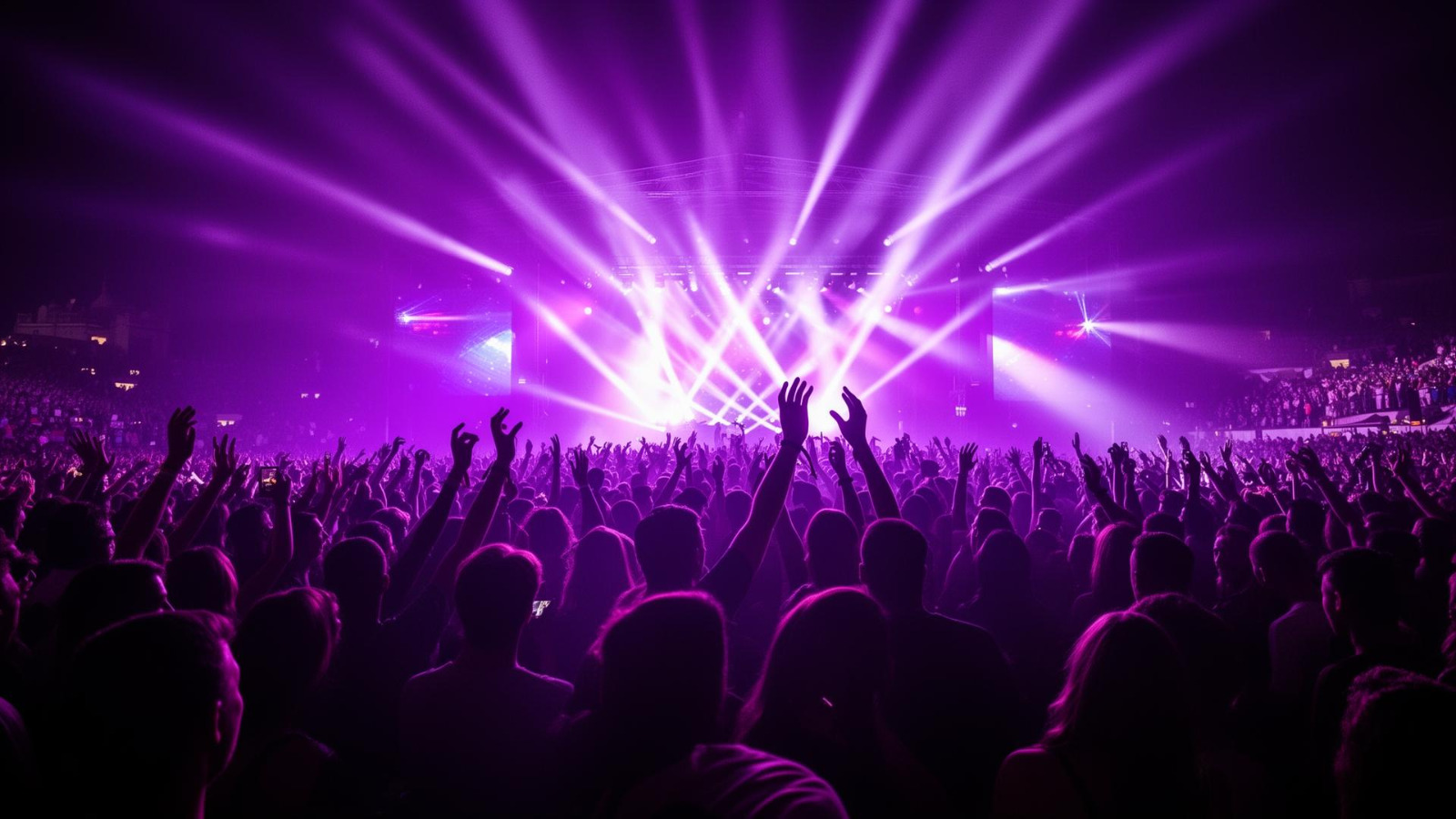 Event crowd with violet lights